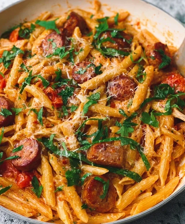 One Pot Creamy Cajun Sausage Pasta (30-Minutes)