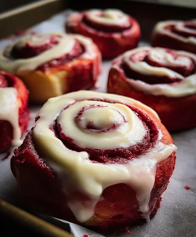 Red Velvet Cinnamon Rolls with Cream Cheese Icing