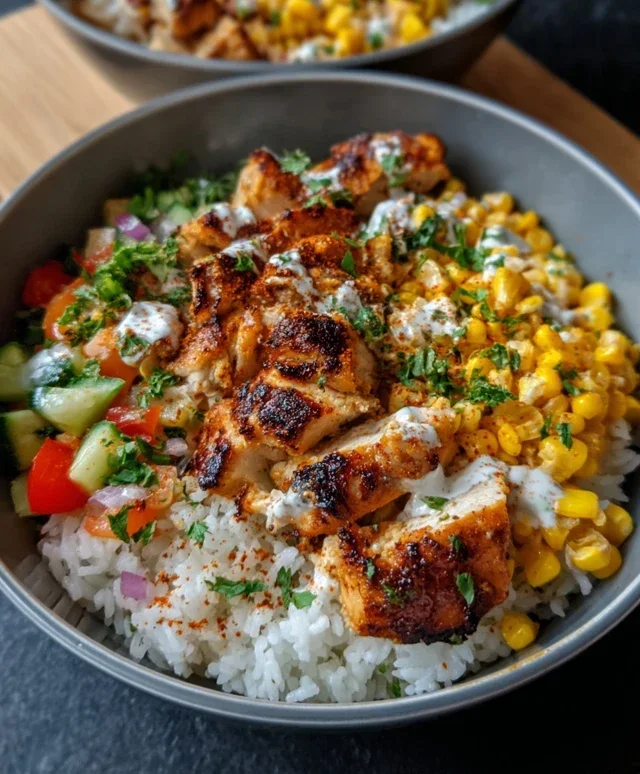 Street Corn Chicken Rice Bowl