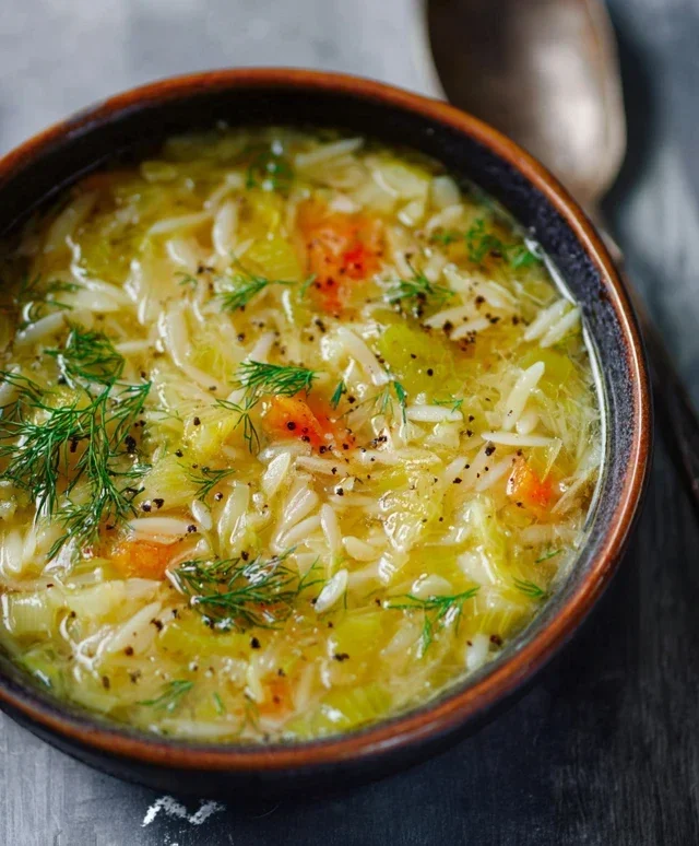 Orzo Leek and Dill Soup