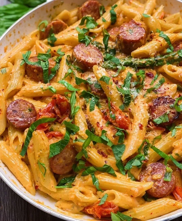 One Pot Creamy Cajun Sausage Pasta (30-Minutes)