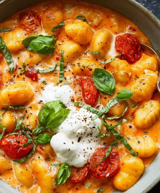 30 Minute Creamy Tomato Gnocchi with Burrata