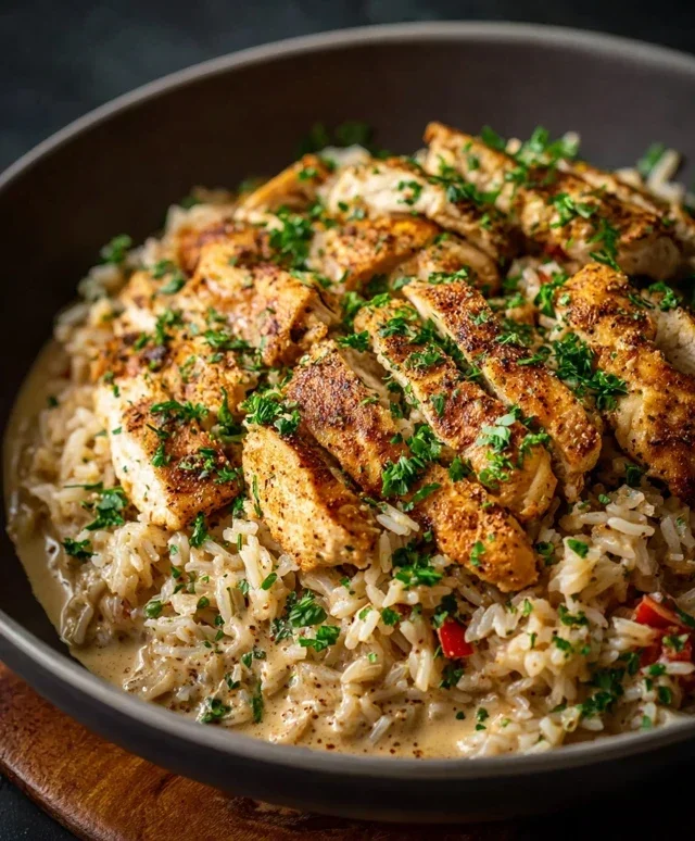 High Protein Creamy Cajun Chicken Rice
