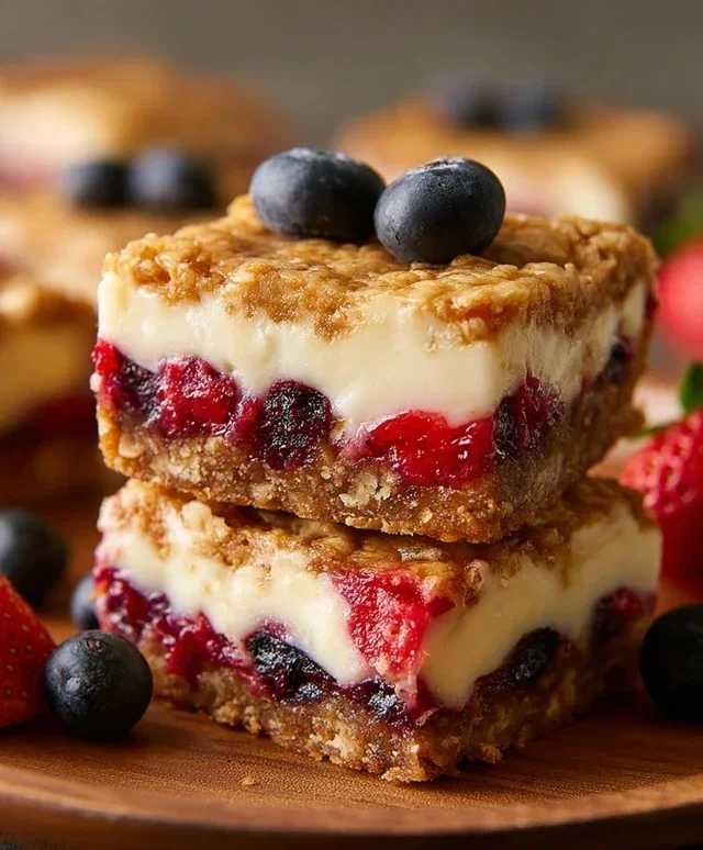 Berry Oatmeal Cheesecake Bars