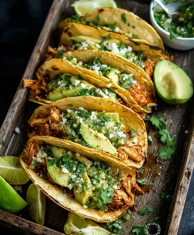 Crispy Poblano Chicken Tacos with Avocado-Jalapeño Salsa