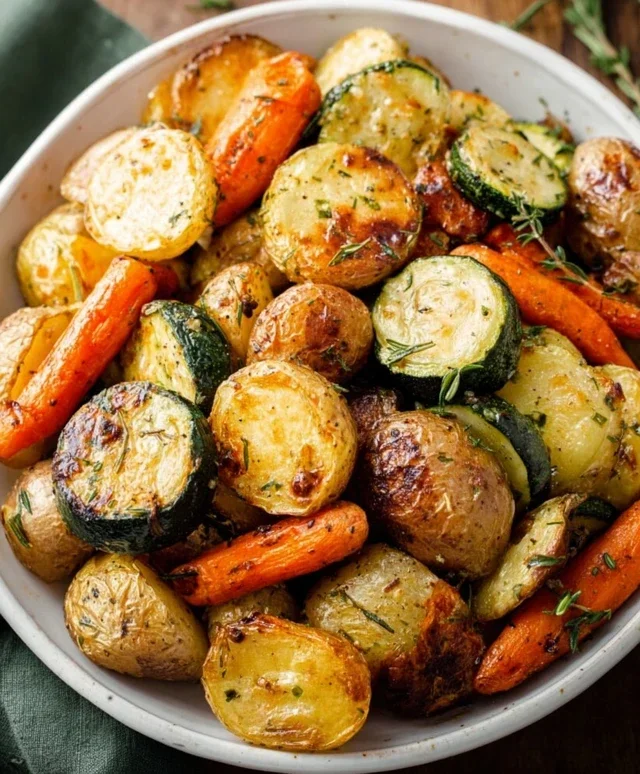 Garlic Herb Roasted Potatoes Carrots and Zucchini