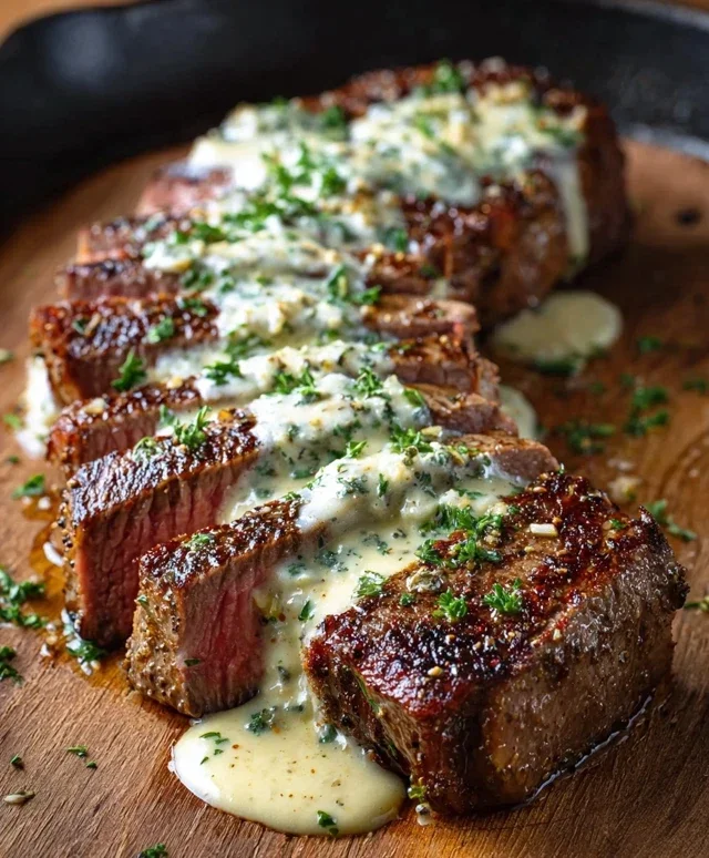 Garlic Butter Steak With Parmesan Cream Sauce