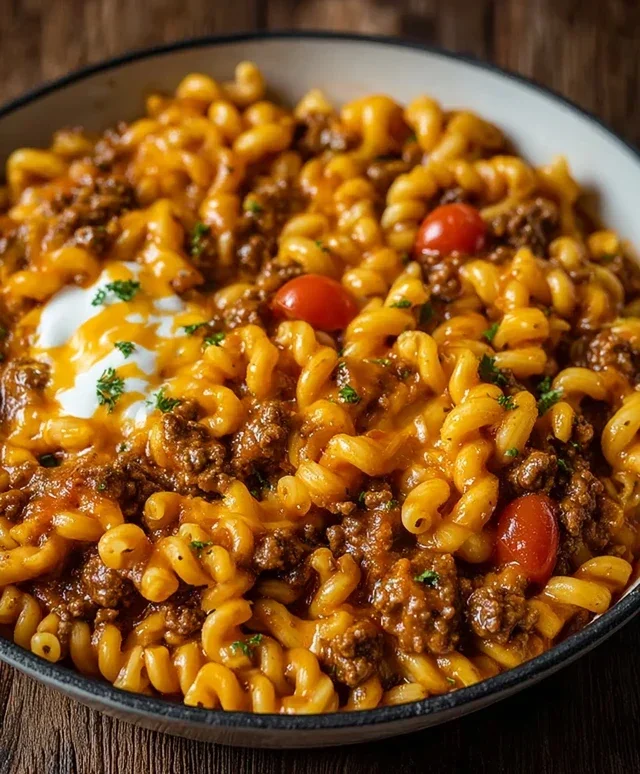 Cheesy Beef Taco Pasta