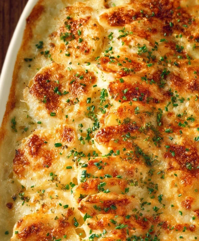 Roasted Garlic Potatoes au Gratin