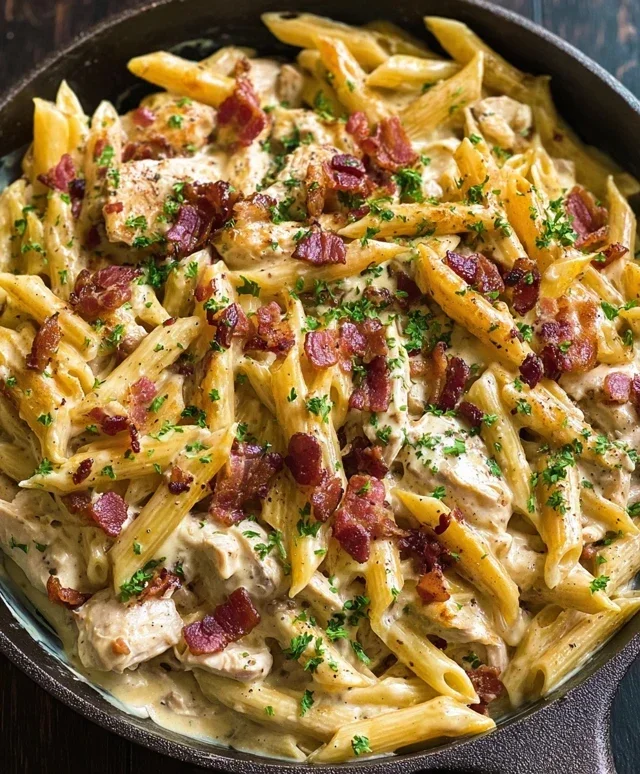One-Pan Creamy Ranch Beef Beef Bacon Chicken Pasta