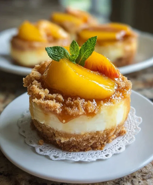 Stuffed Peach Cobbler Mini Cheesecake