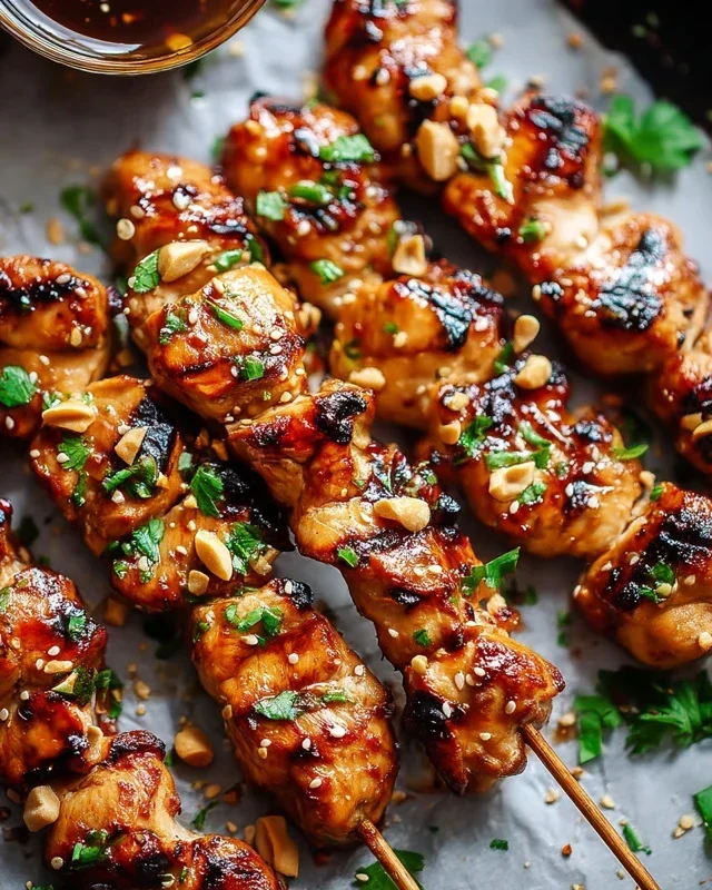 Easy Grilled Asian Chicken Skewers with Honey Garlic Sauce