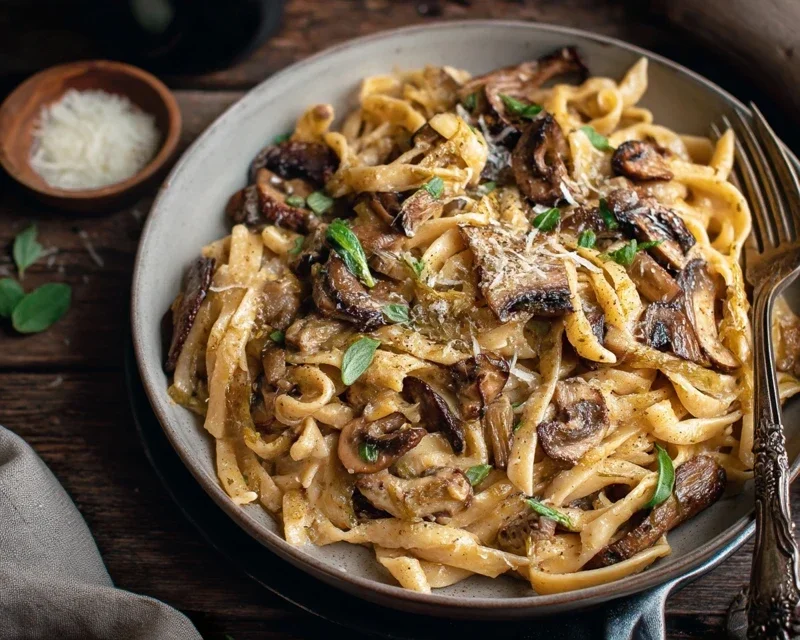 Caramelized Leek and Mushroom Gruyere Pasta