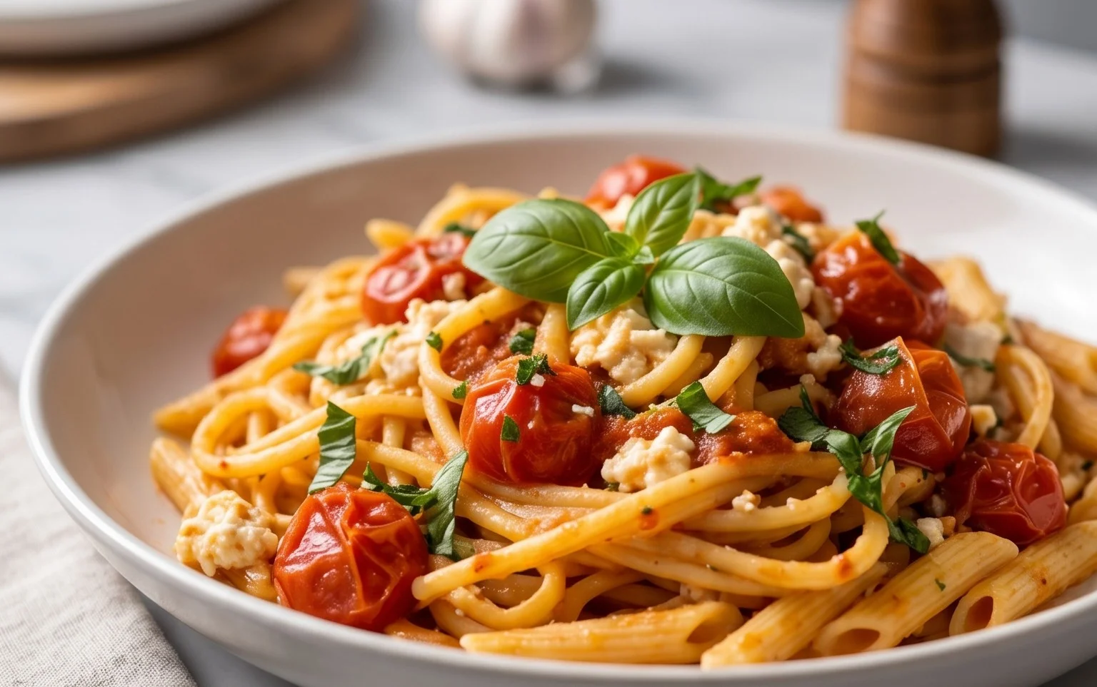 Roasted Tomato and Garlic Ricotta Pasta