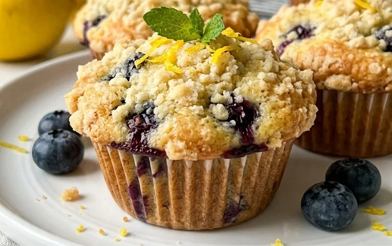 Lemon Blueberry Streusel Muffins