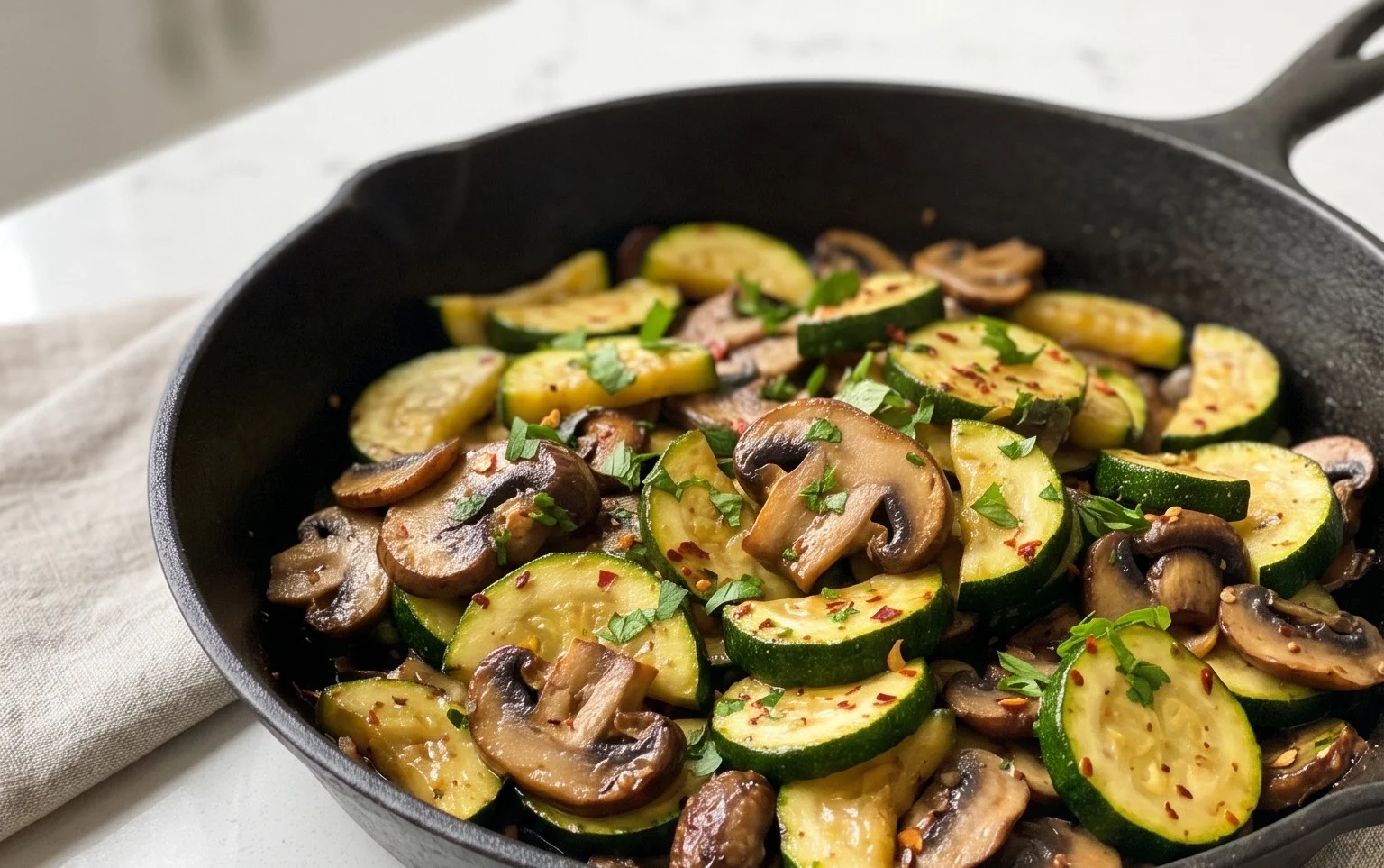 Skillet Zucchini and Mushrooms