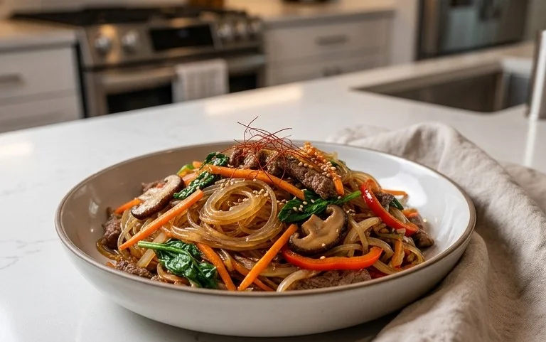 Japchae (Korean Glass Noodle Stir Fry)
