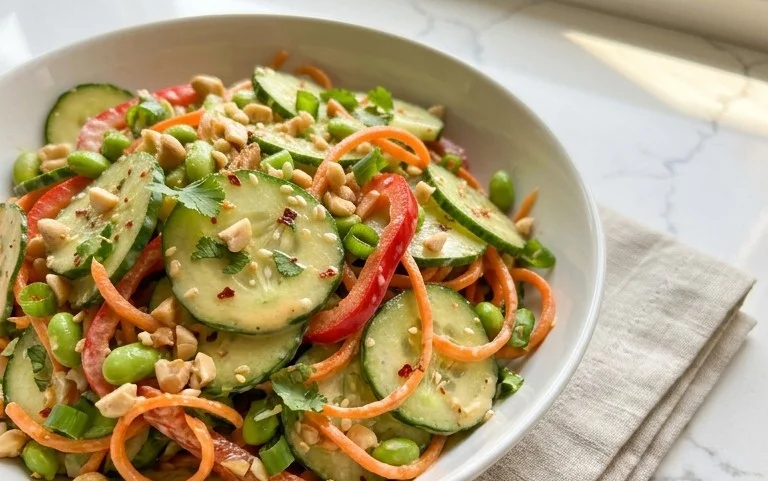 Creamy Asian Cucumber Salad Bowl