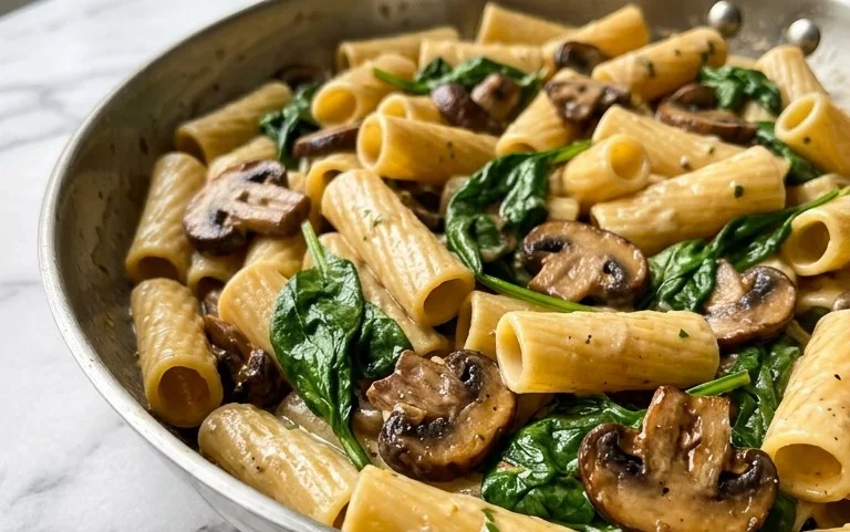 Parmesan Spinach Mushroom Pasta Skillet