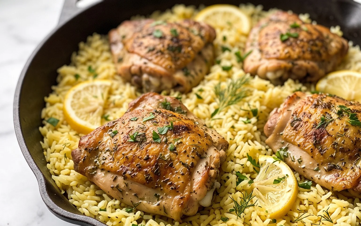 Greek Chicken and Lemon Rice (30 Minutes, One-Pot)