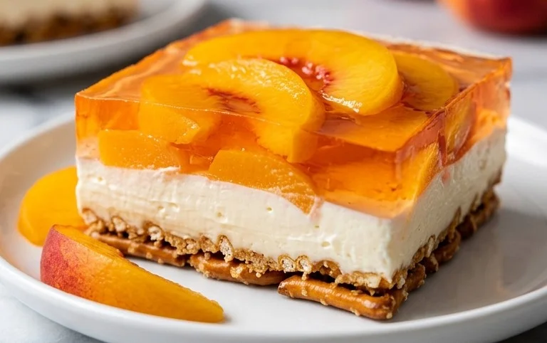 Peach Pretzel Salad Dessert