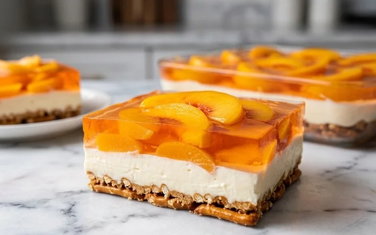 Peach Pretzel Salad Dessert