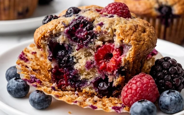 Bakery Style Mixed Berry Muffins | with Frozen Berries