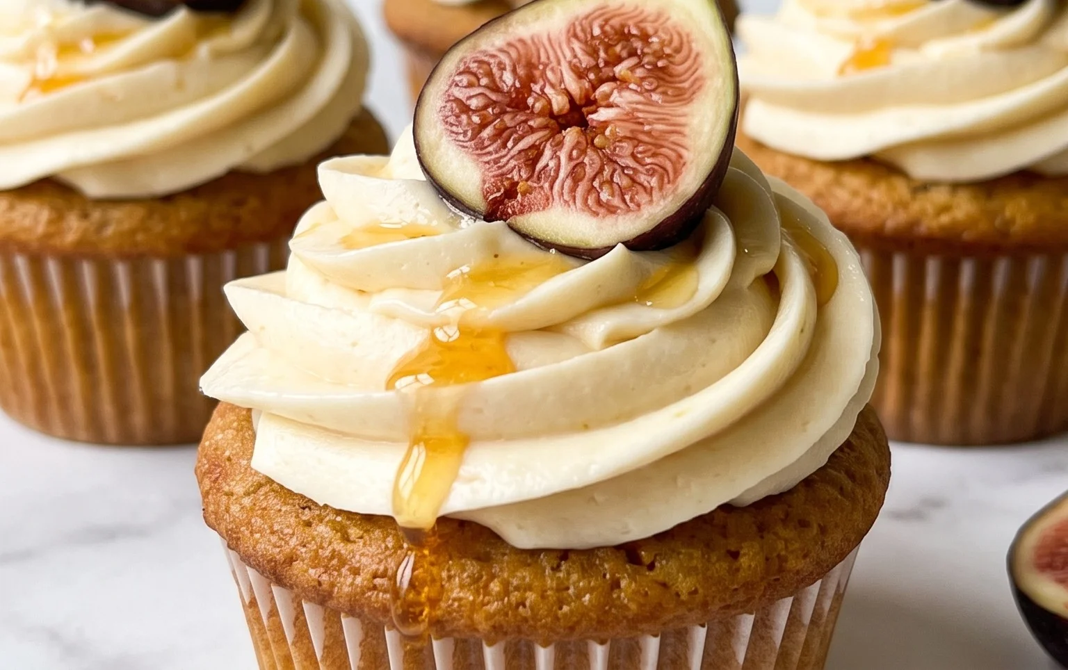 Fig Cupcakes with Honey Cream Cheese Frosting