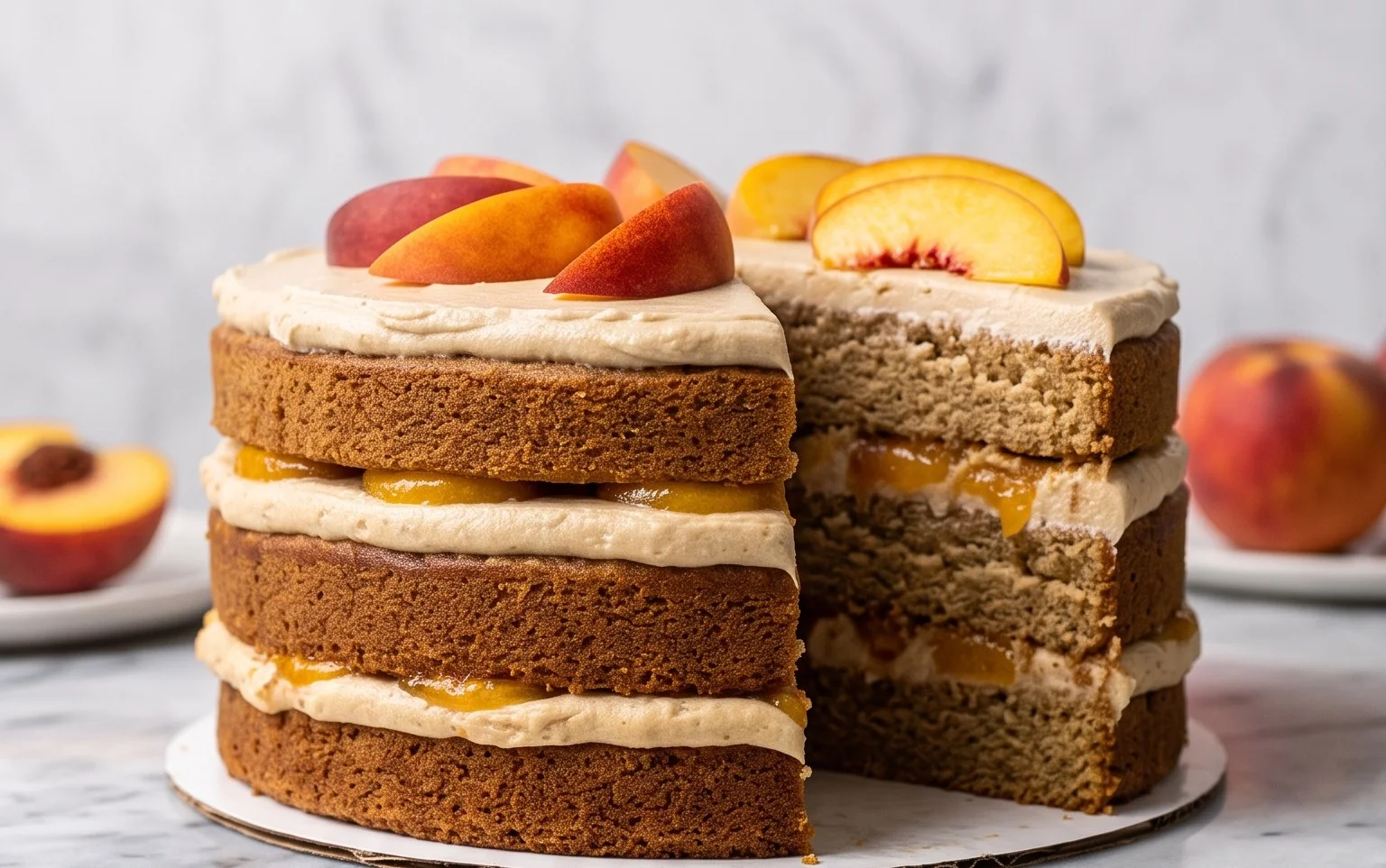 Brown Sugar Layer Cake with Peach Filling