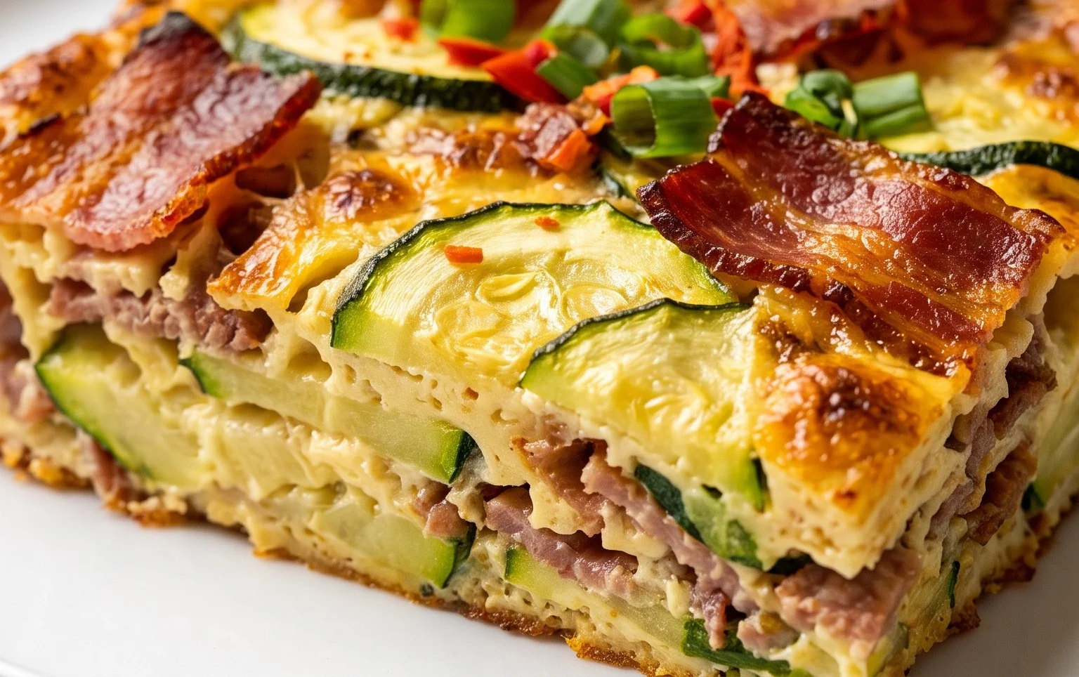 Zucchini and Beef Bacon Slice