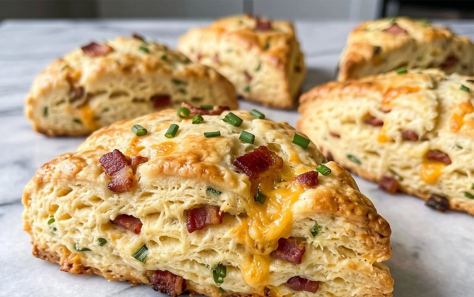 Beef Bacon Cheddar and Chive Scones